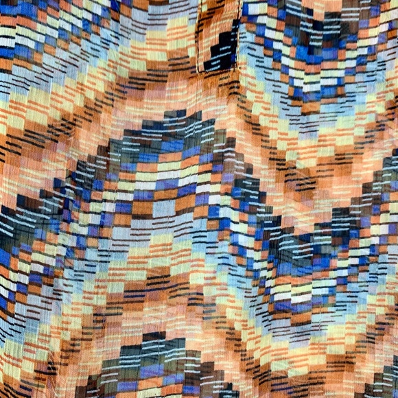 DANIEL RAINN Sheer 70s Vibe Pixelated Wave Blouse Sz S - Picture 5 of 5
